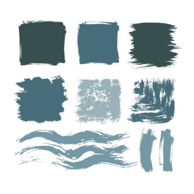 Mavi gölgeler, sanat fırçası boya dokusu izole edilmiş vektör arkaplanı. Boya darbeleri tasarımı, soyut yaratıcı çizimler