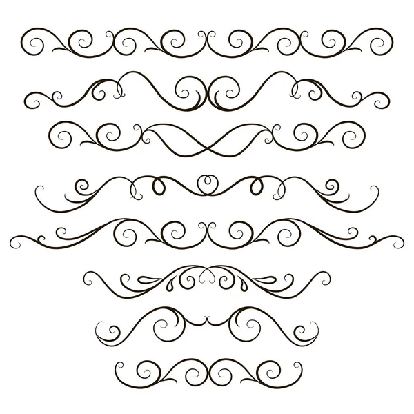 Caligrafía Dibujada Mano Línea Vectorial Decorativa Borde — Vector de stock
