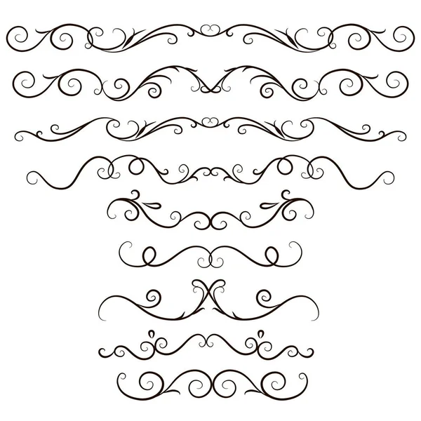 Hand Drawn Calligraphy Decorative Vector Line Border — Stock Vector