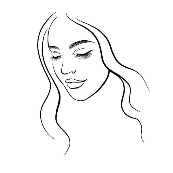 Hermosa Cara Mujer Ilustración Vectorial Dibujado Mano Elegante Retrato Gráficos — Archivo Imágenes Vectoriales