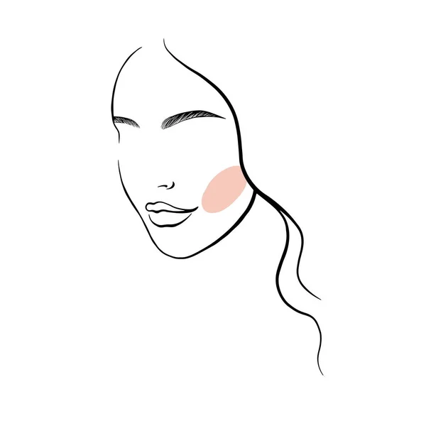 Hermosa Cara Mujer Ilustración Vectorial Dibujado Mano Elegante Retrato Gráficos — Archivo Imágenes Vectoriales