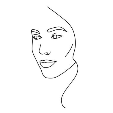 Soyut yüz çizimi. Güzellik Kadını Portresi Minimalist stil