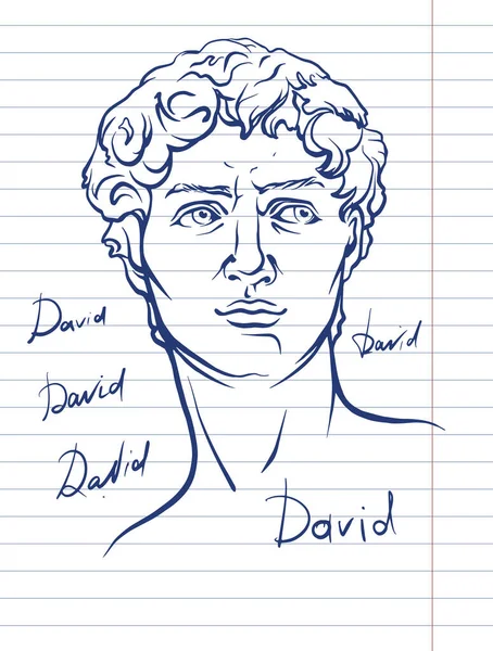 Antik Staty Huvud Illustration Konstverk Tid Spänning Handritning Illustration Davids — Stock vektor