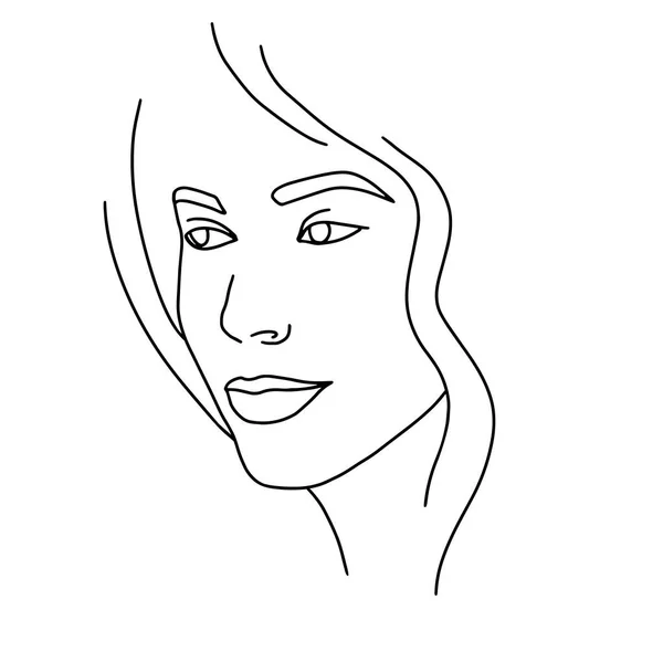 Dibujo Abstracto Línea Facial Belleza Mujer Retrato Estilo Minimalista — Archivo Imágenes Vectoriales