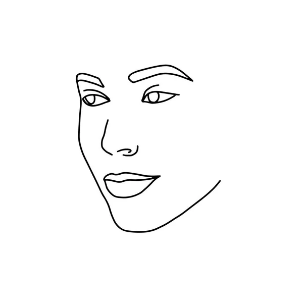 Abstract Face Line Drawing Beauty Woman Portrait Minimalistic Style — Stock Vector