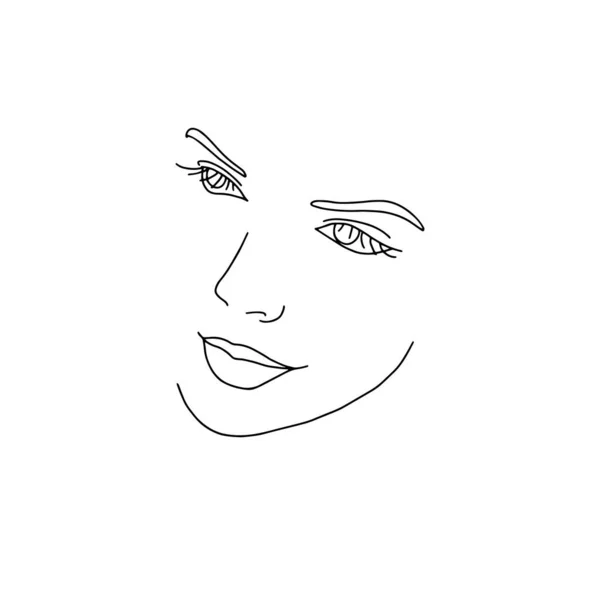 Dessin Abstrait Ligne Art Visage Féminin Femme Mode Beauté Portrait — Image vectorielle