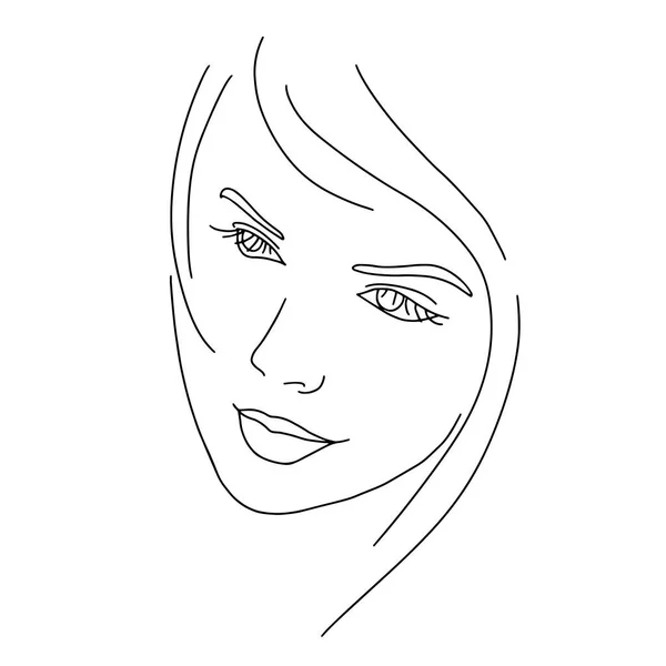 Dibujo Abstracto Línea Arte Facial Femenino Mujer Retrato Belleza Moda — Vector de stock