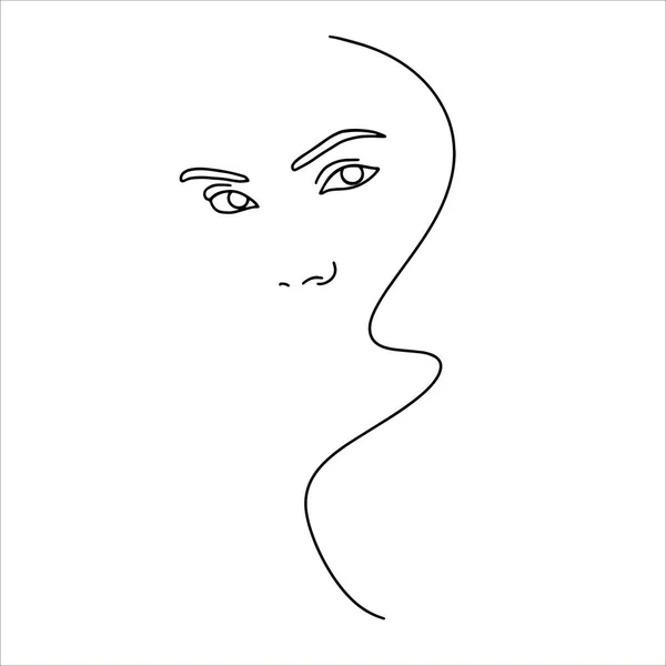 Abstract Female Face Art Line Drawing Woman Fashion Beauty Portrait — Stock Vector