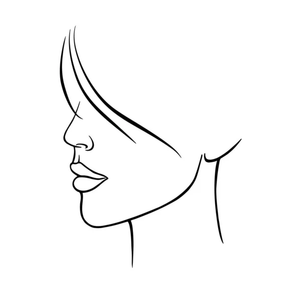 Dessin Abstrait Ligne Art Visage Féminin Femme Mode Beauté Portrait — Image vectorielle