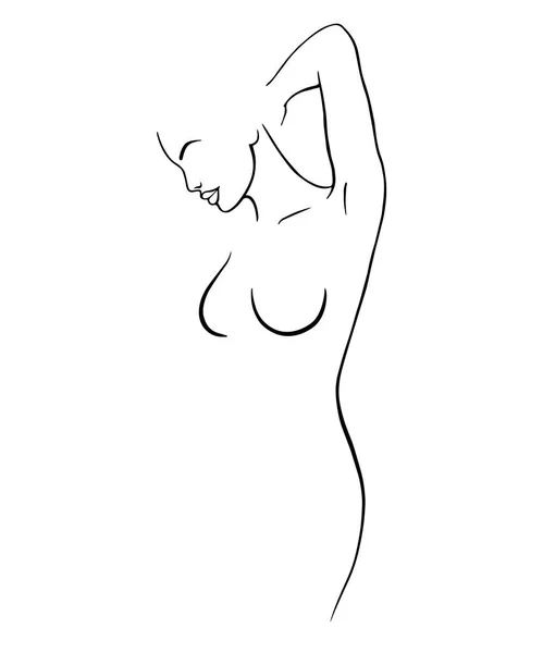 Genç bir kızın taslağı. Şekillendirilmiş ince vücut, buz sanatı, siyah beyaz vektör çizimi. İnce bir figürün dış hatları. Kadın figürü ön görünüm