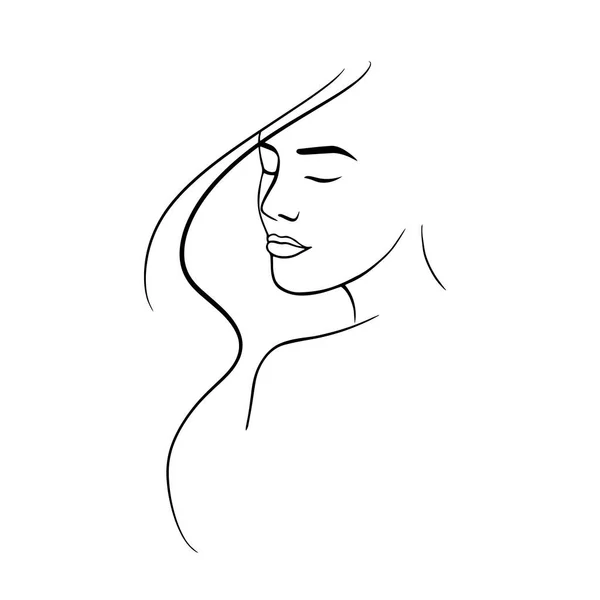 Profil Beauté Femme Silhouette Visage Femme Vecteur Cheveux — Image vectorielle