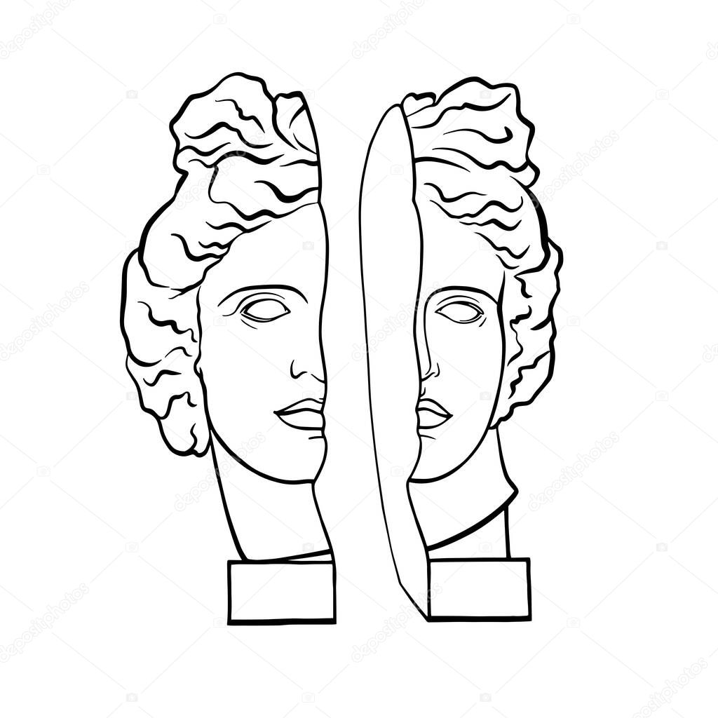 Vector illustration of statue of Greek god, Apollo