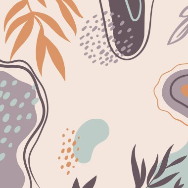 Soyut moda evrensel sanatsal arka plan pastel renk şablonu minimal tasarım, çiçekli sanat defteri. El çizimi. Kapak, davetiye, afiş, pankart, broşür, poster, kart, broşür ve diğer şeyler için iyi.