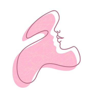 Güzel bir kadının portresi soyut minimalist çizgisel çizim. Kadın yüzü. Vektör el çizimi illüstrasyon, sürekli çizgi çizimi