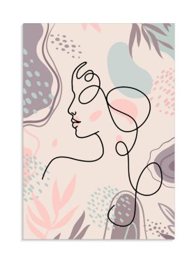 Mutlu Kadınlar Günü için pembe arka planda bir kadının silüeti..