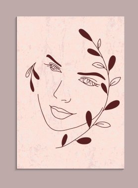 Mutlu Kadınlar Günü için pembe arka planda bir kadının silüeti..