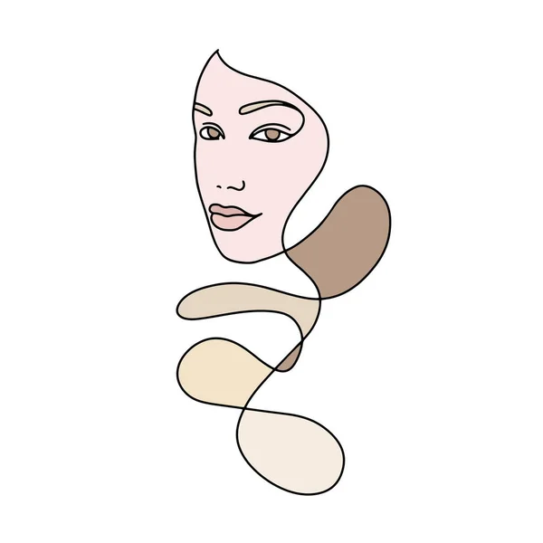 Retrato Una Mujer Hermosa Esbozo Lineal Minimalista Abstracto Cara Mujer — Vector de stock