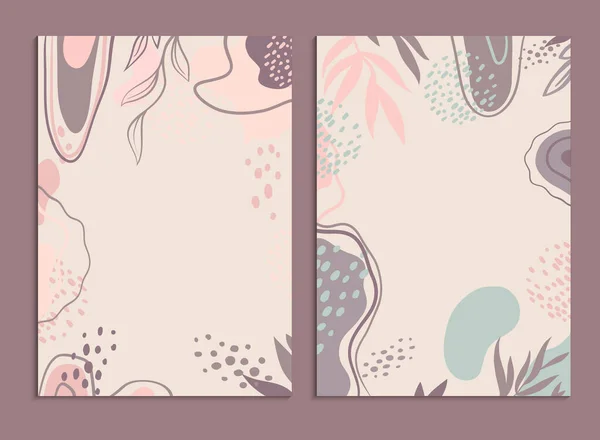 流行的抽象花卉艺术矢量笔记本背景 手绘模板叶和线条艺术的纸张 室内装饰 现代设计 — 图库矢量图片