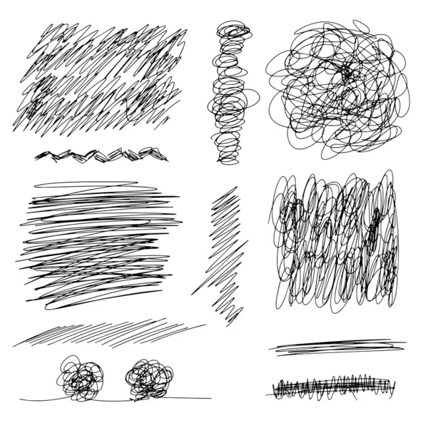 复杂的方法与潦草的圆形元素图标 说明缠结纱 隐喻的问题解决 困难的情况 混乱和混乱 — 图库矢量图片