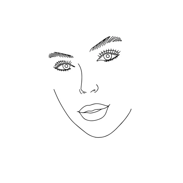 Portrait Minimalist Cara Femenina Lineal Moda Moderna Hermosas Mujeres Estilo — Vector de stock