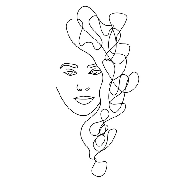 Portrait Minimalist Cara Femenina Lineal Moda Moderna Hermosas Mujeres Estilo — Archivo Imágenes Vectoriales