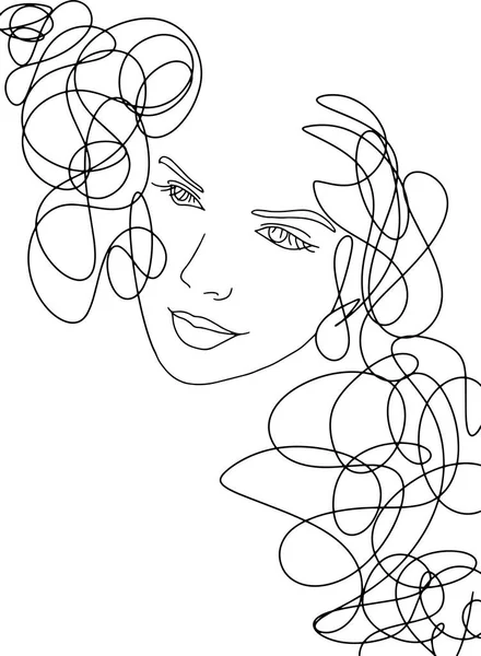 Portrét Minimalist Moderní Módní Lineární Ženský Obličej Krásné Ženy Minimálním — Stockový vektor