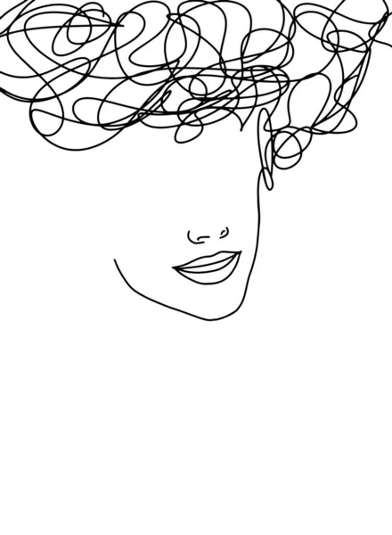 Portrait Minimalist Cara Femenina Lineal Moda Moderna Hermosas Mujeres Estilo — Vector de stock