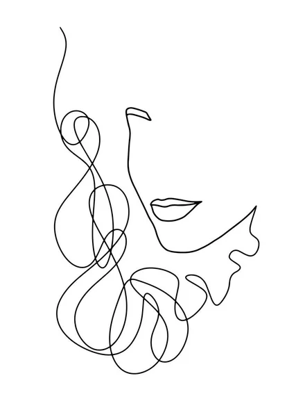 Portret Minimalist Moderne Mode Lineaire Vrouwelijke Gezicht Mooie Vrouwen Minimale — Stockvector