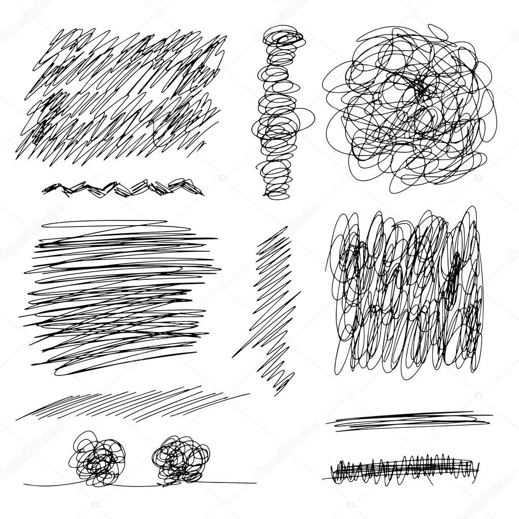 complicated way with scribbled round element icon, illustration of tangled yarn,Metaphor of problem solving, difficult situation, chaos and mess. Vector