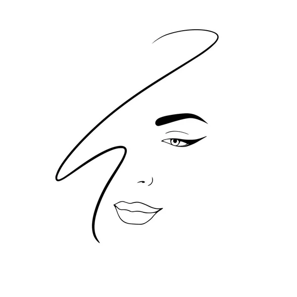 肖像画简约主义者 现代时尚线性女性面容 美丽的女性在最起码的线条风格的标志 标志模板 现代印刷品 美容院 — 图库矢量图片