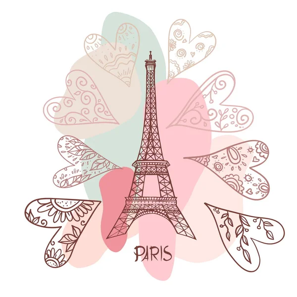 Fondo Romántico Con Torre Eiffel Ilustración Vectorial — Archivo Imágenes Vectoriales