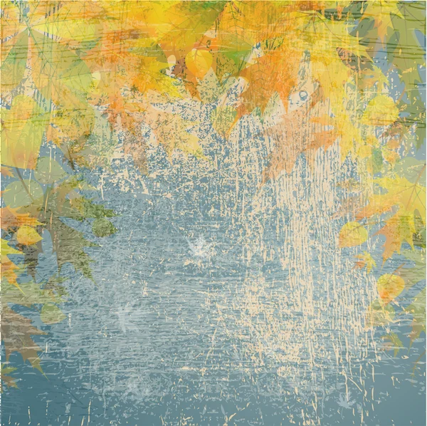 Fond grunge avec des feuilles d'automne — Image vectorielle