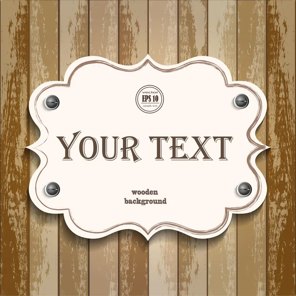 Bannière pour texte sur fond en bois — Image vectorielle