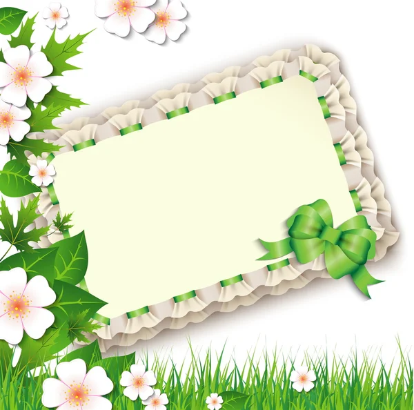 自然背景用鲜花和一张空白的明信片 — 图库矢量图片