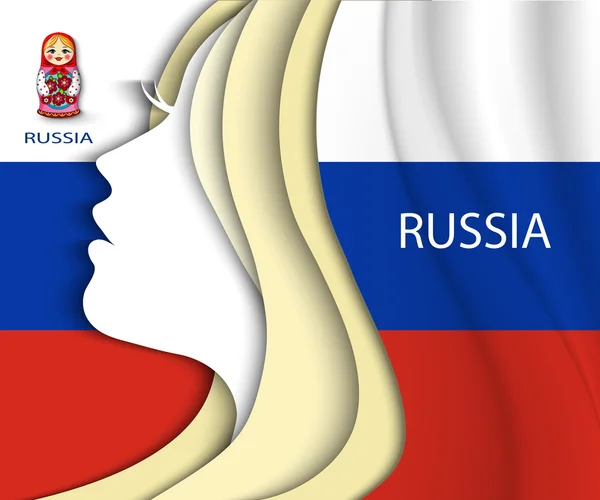Donna russa Bandiera russa — Vettoriale Stock