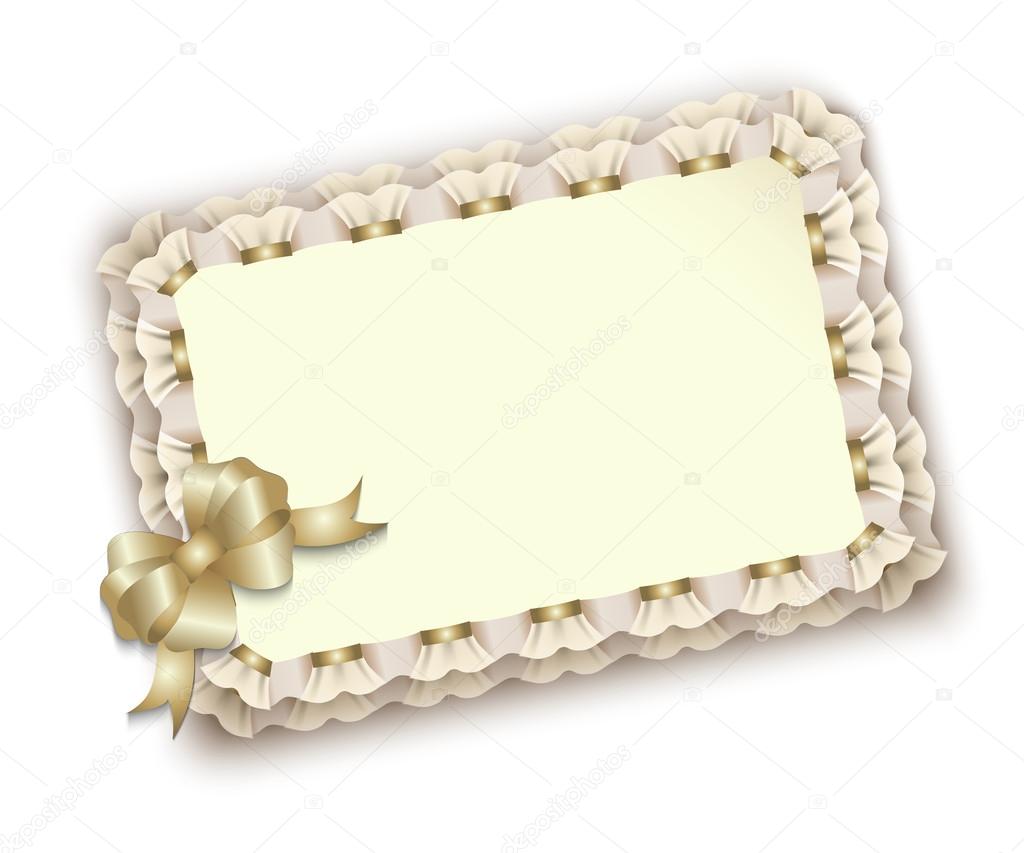 Gift card with lace, ribbons, silk bow