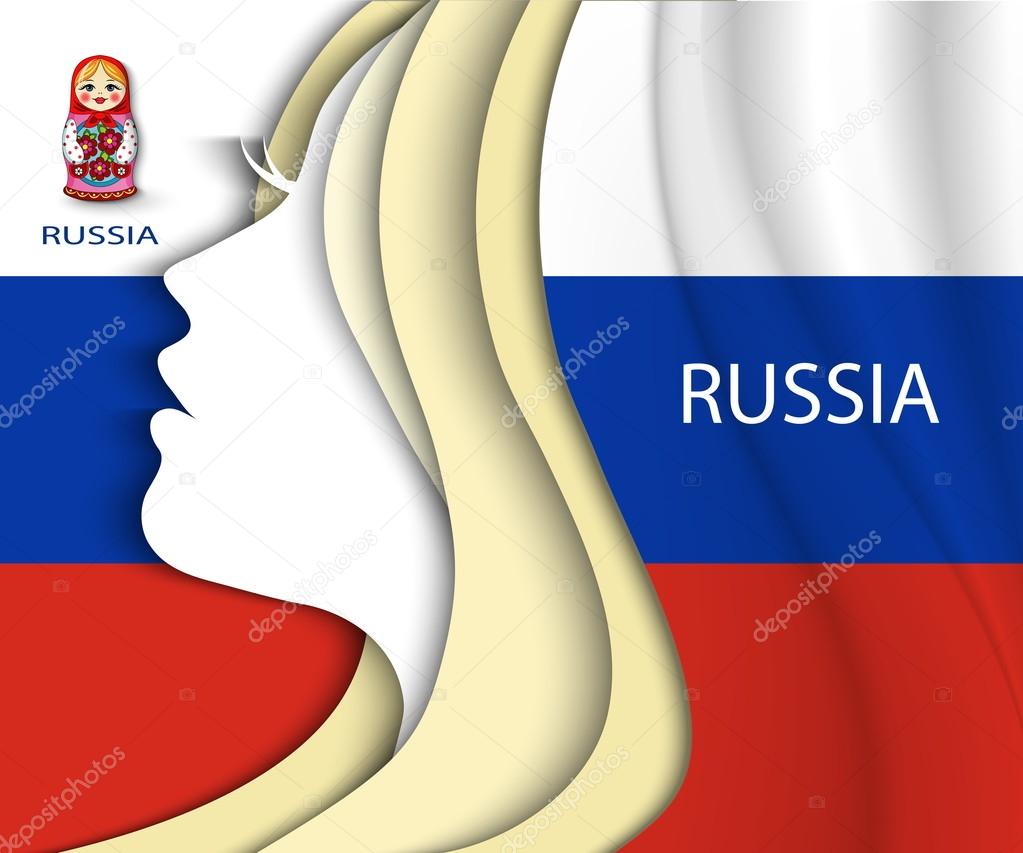 Russian woman Russian flag