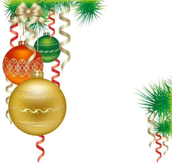 Kerstballen, geïsoleerd op witte achtergrond vector — Stockvector