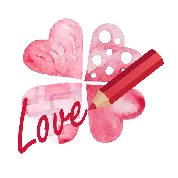 Crayon écrit amour — Image vectorielle