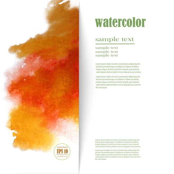 Abstrakte Aquarell-Kunst Handfarbe isoliert auf weißem Hintergrund. Aquarellflecken. quadratisches rot-oranges Aquarell-Banner — Stockvektor