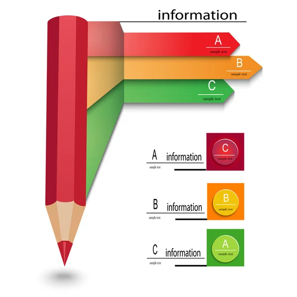 Infographics mintadeszka-val nyilak és ceruza — Stock Vector