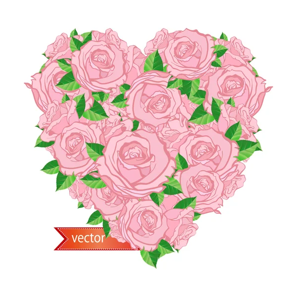 Cuore di rose — Vettoriale Stock