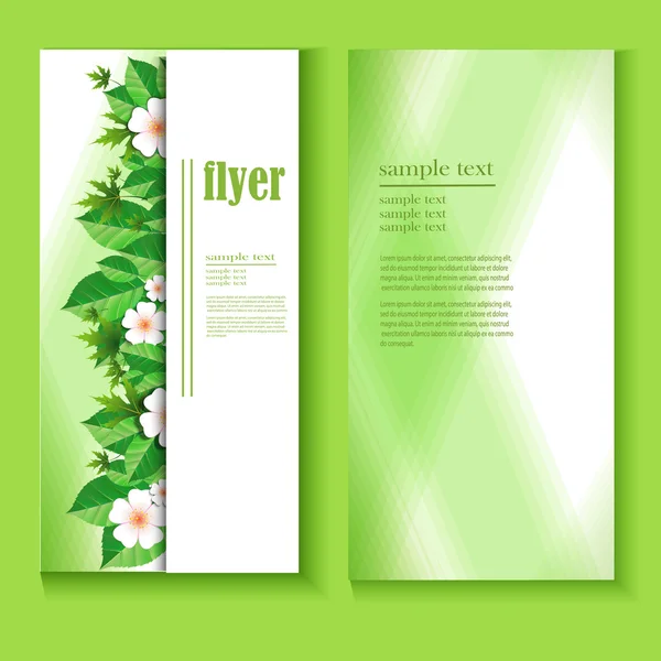 Flyer Vorlage Frühlingsblätter und Blumen — Stockvektor
