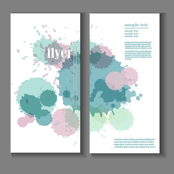 Flyer template with splashes and spots of paint — Stock Vector