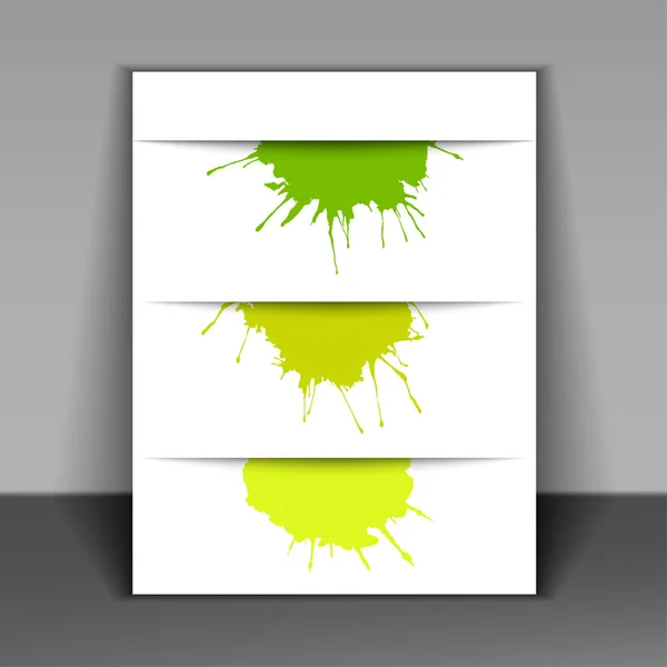 Flyer avec des taches colorées de peinture — Image vectorielle
