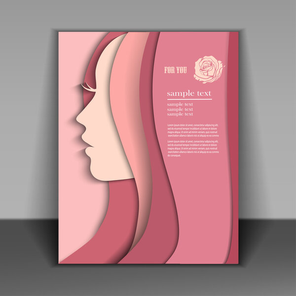 буклет с силуэтом красивой молодой женщины
