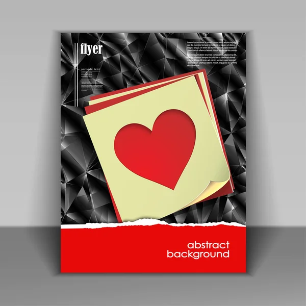 Flyer with a heart cut out of paper — Stock Vector