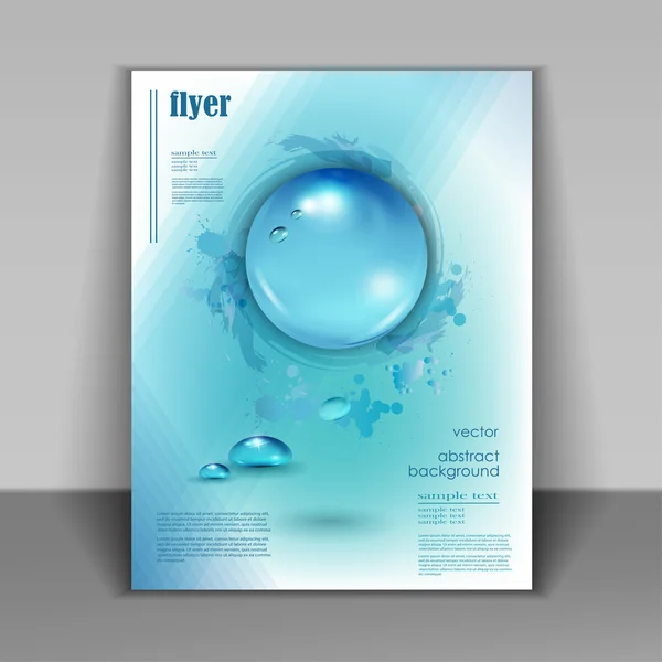 Brožura s kapkami čisté vody — Stockový vektor