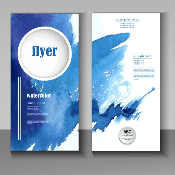 Abstract watercolor style brochure design in blue — Stock Vector