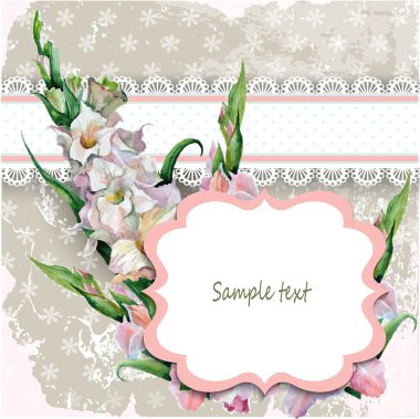 Beautiful vintage card with a hand painted flower